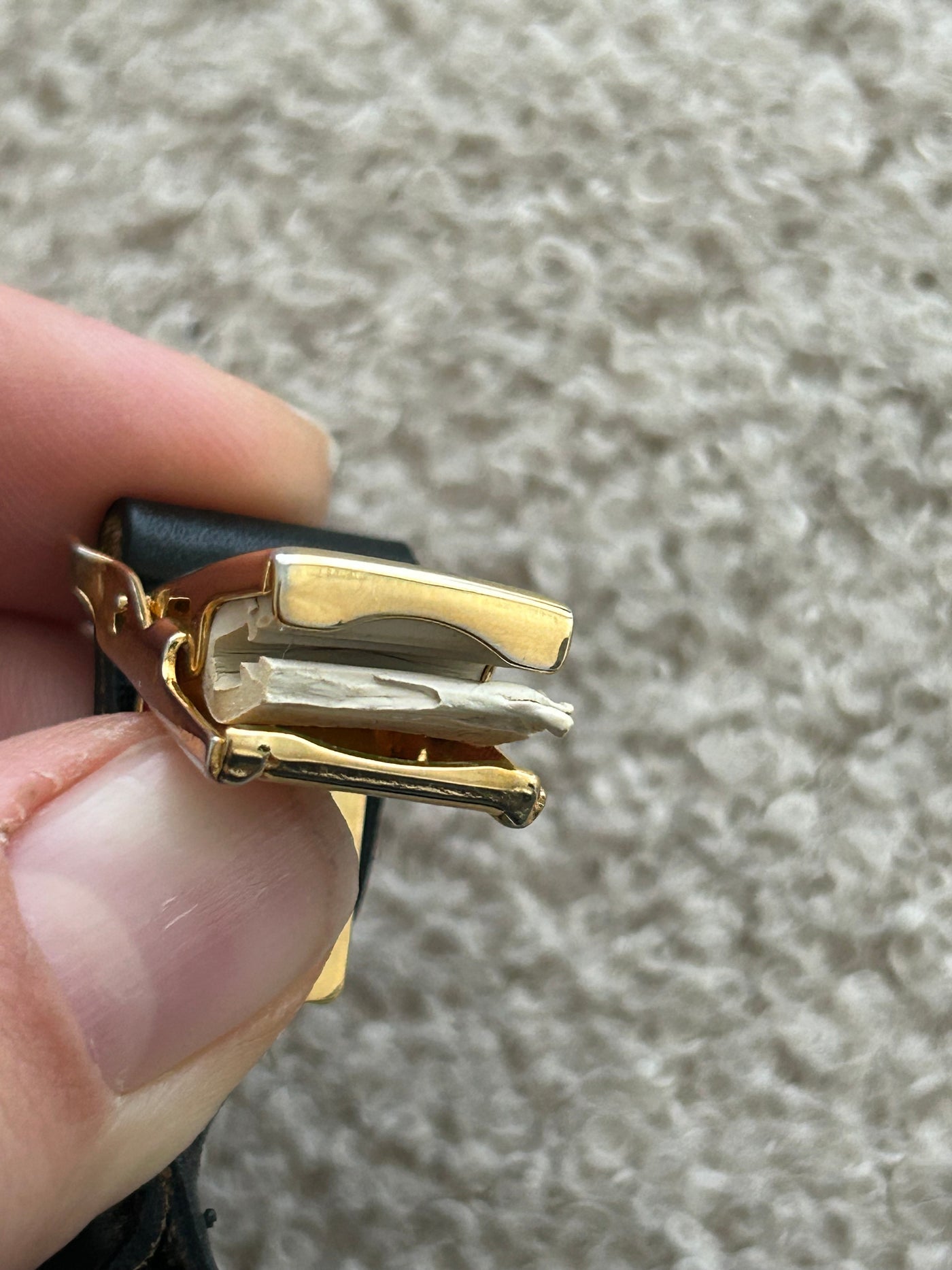 CHANEL VINTAGE SS 1994 Runway beige leather and fabric suspender