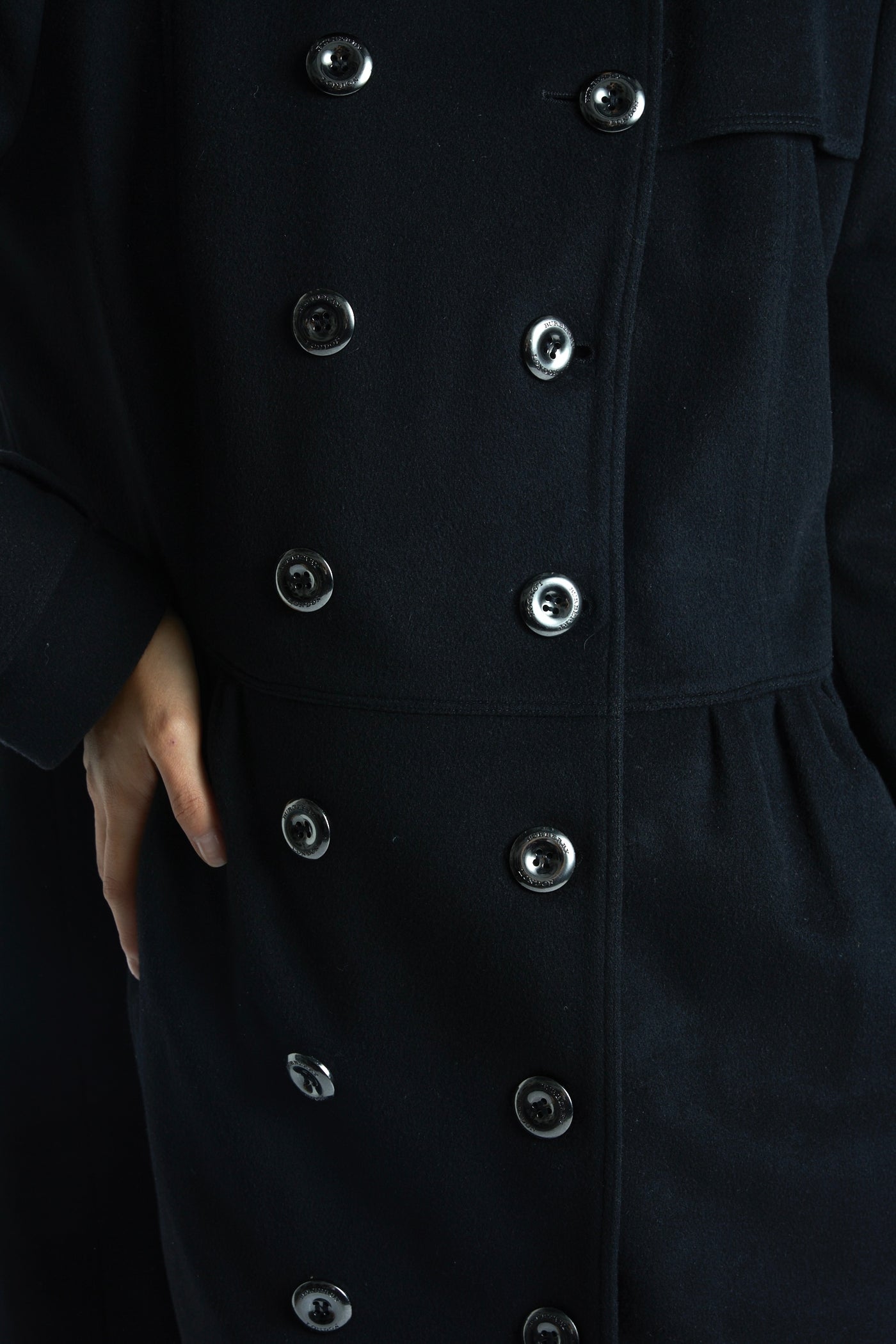 BURBERRY wool cashmere coat with fox fur collar