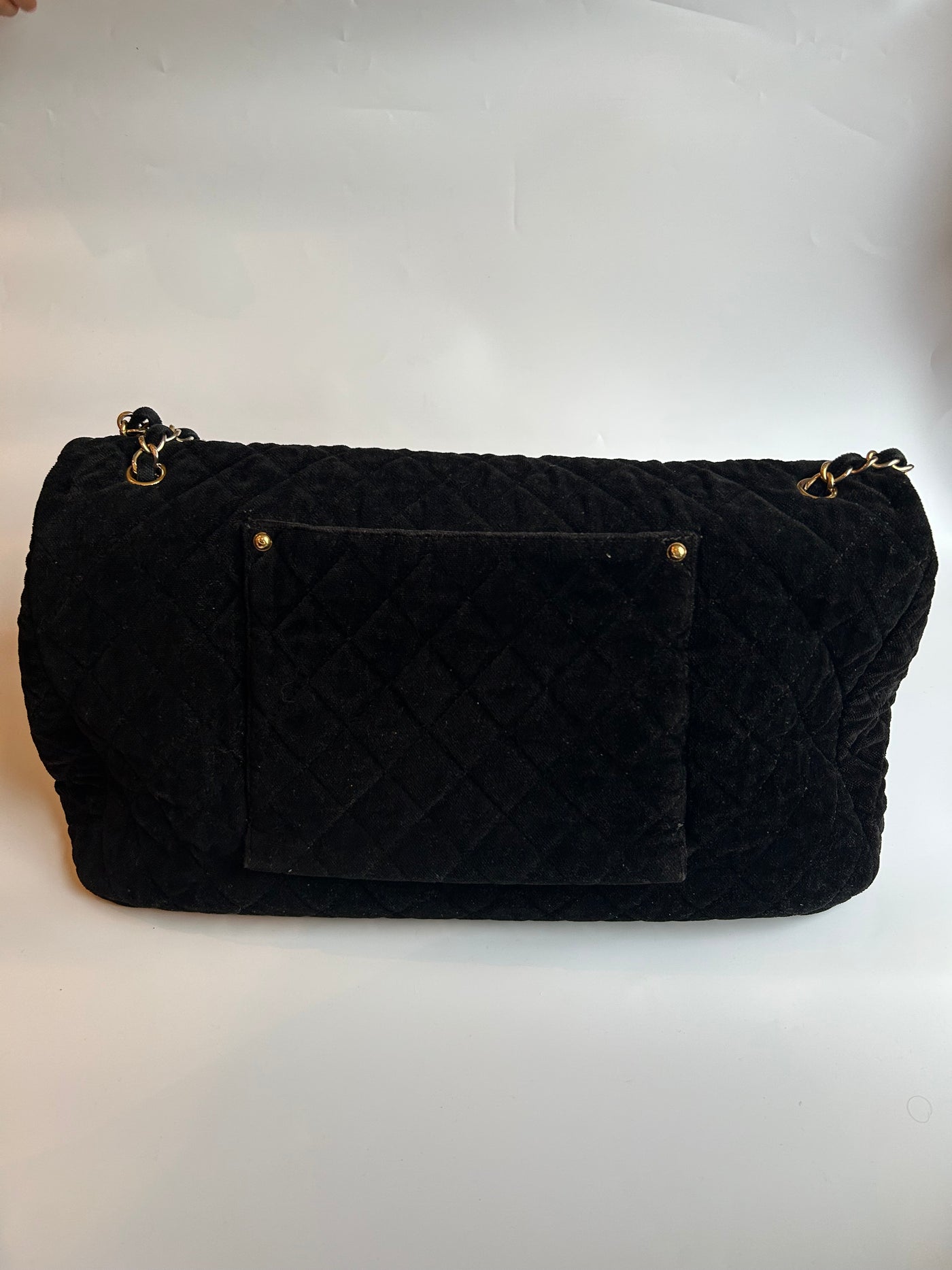CHANEL XXL Airline runway terry velour single flap handbag