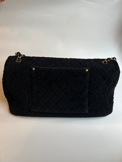CHANEL XXL Airline runway terry velour single flap handbag
