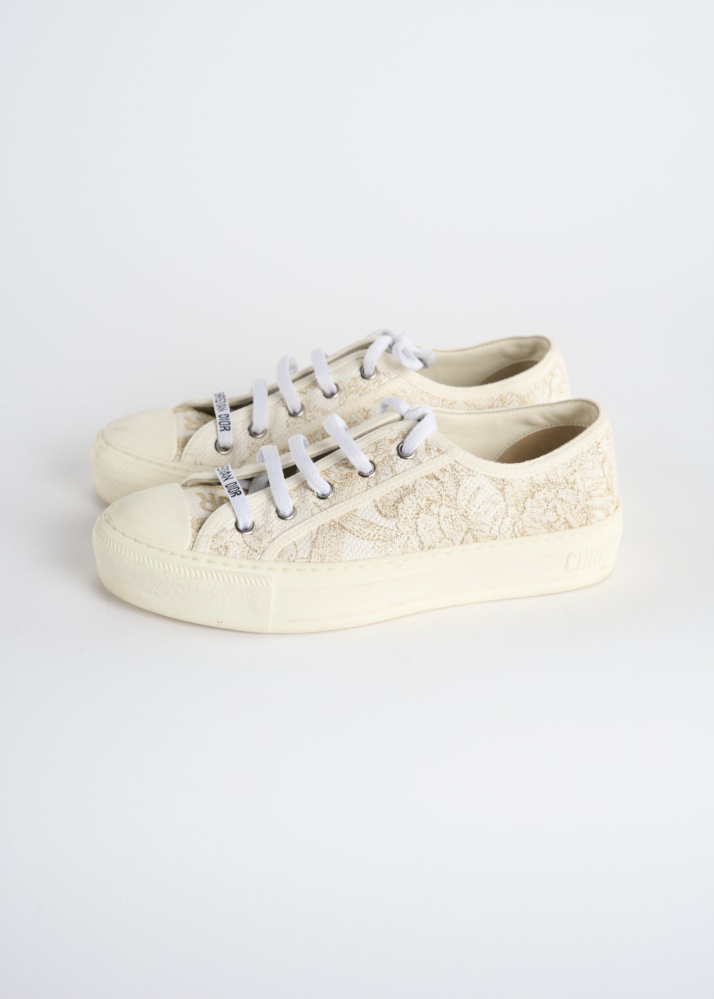 CHRISTIAN DIOR cream toile de jouy trainers size 36