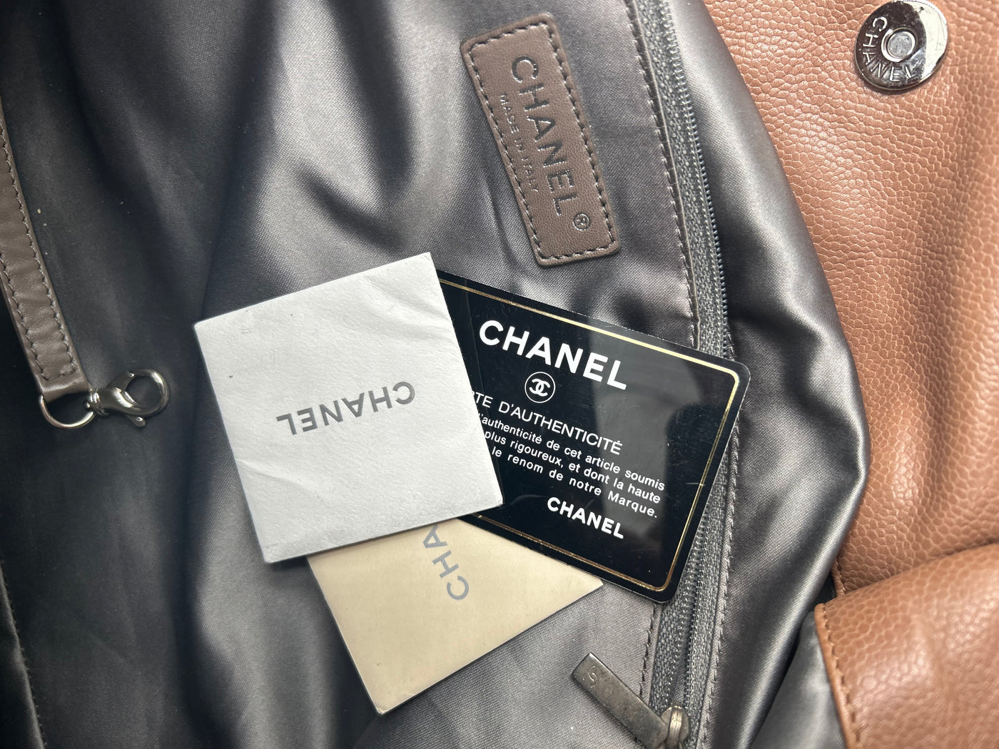 CHANEL brown silver reissue turnlock large bag