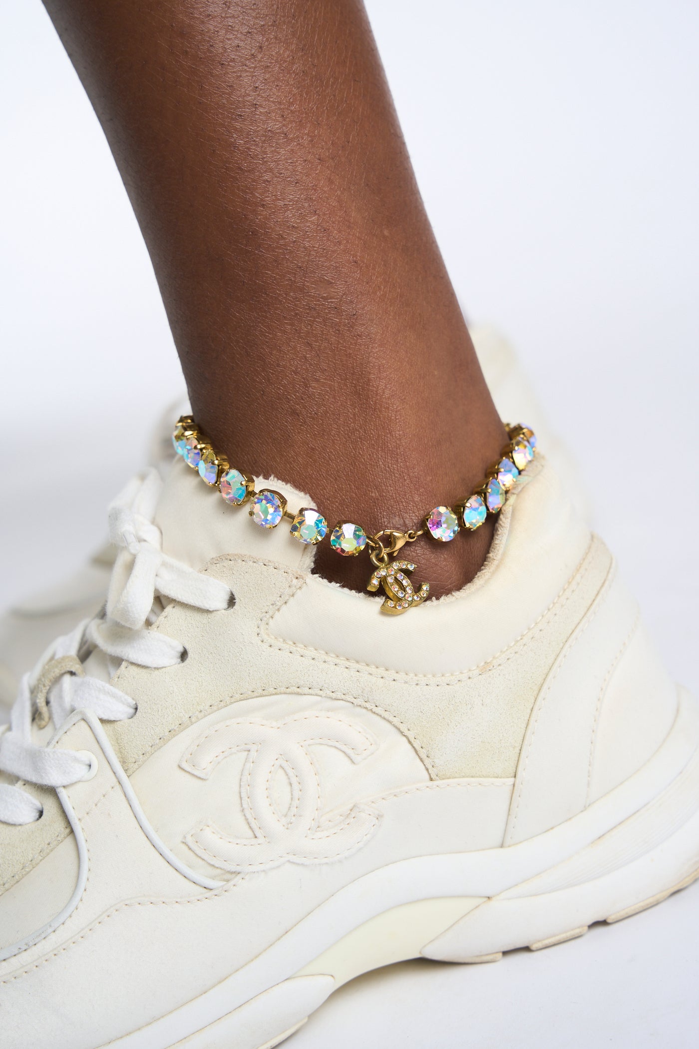 CHANEL 1995 super rare and collectible Barbie rainbow rhinestone anklet