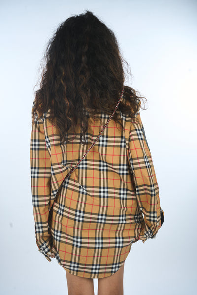 BURBERRY checked shirt with black detail on sleeves