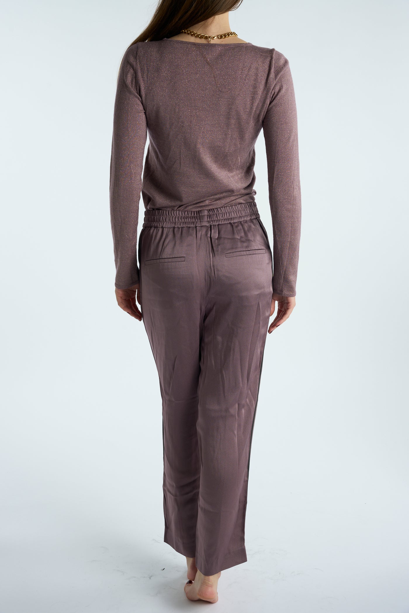 BRUNELLO CUCCINELLI mauve two pieces set cashmere top and trousers size 36