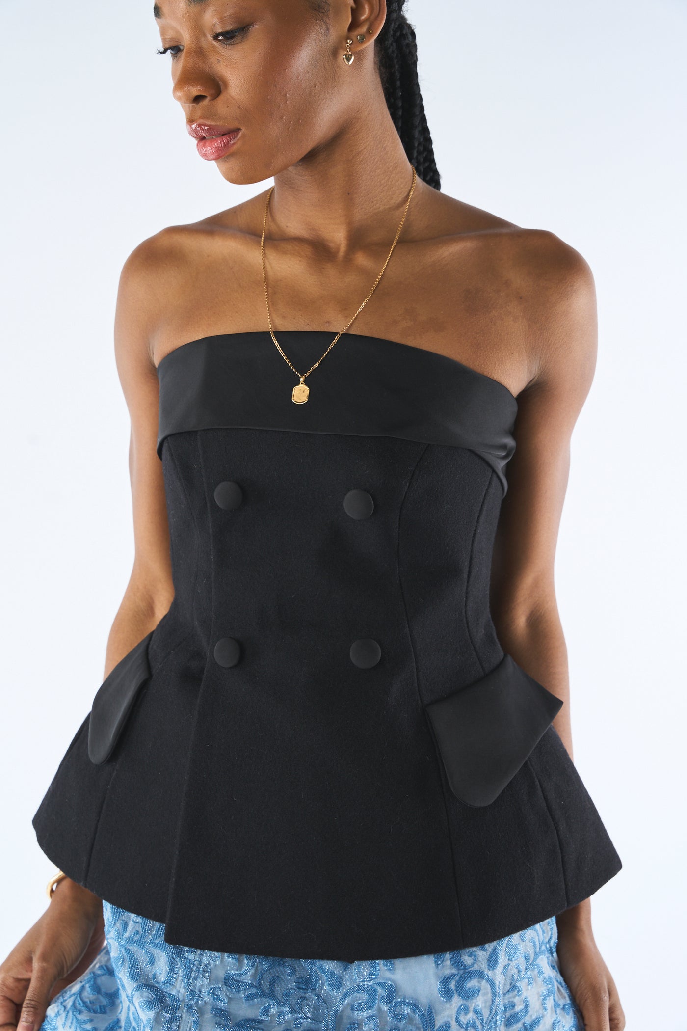 ANOUKI black corset tuxedo top