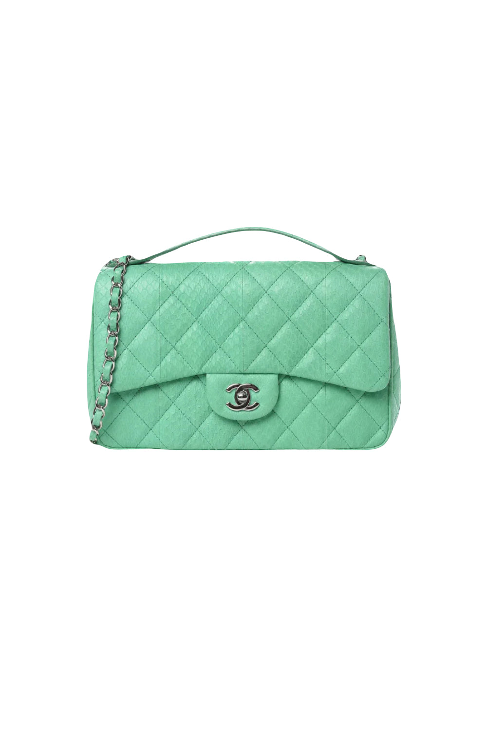 CHANEL Snakeskin Easy Carry Medium Bag with box