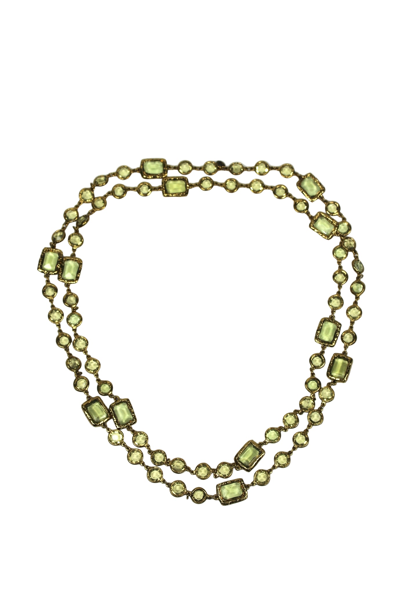 CHANEL Collector Rare Vintage Chiclet Citrine Gripoix Glass Sautoir Necklace 1981