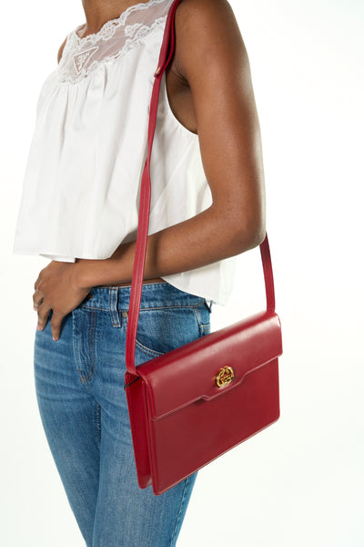 GUCCI vintage red handbag with detachable strap