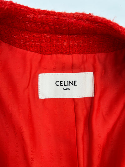 CELINE red boucle wool jacket size 38