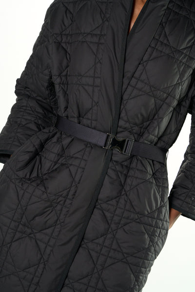 CHRISTIAN DIOR Macrocannage matelasse long jacket with belt size 38 oversized fit