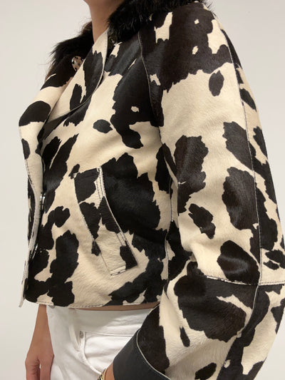 DOLCE GABBANA cow calfskin & lambskin leather jacket size 40