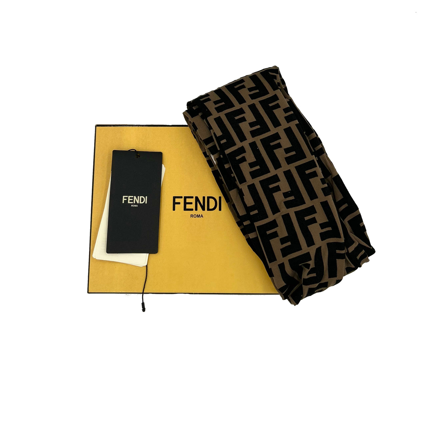 FENDI FF zucca print tobacco Tights new in box size 3