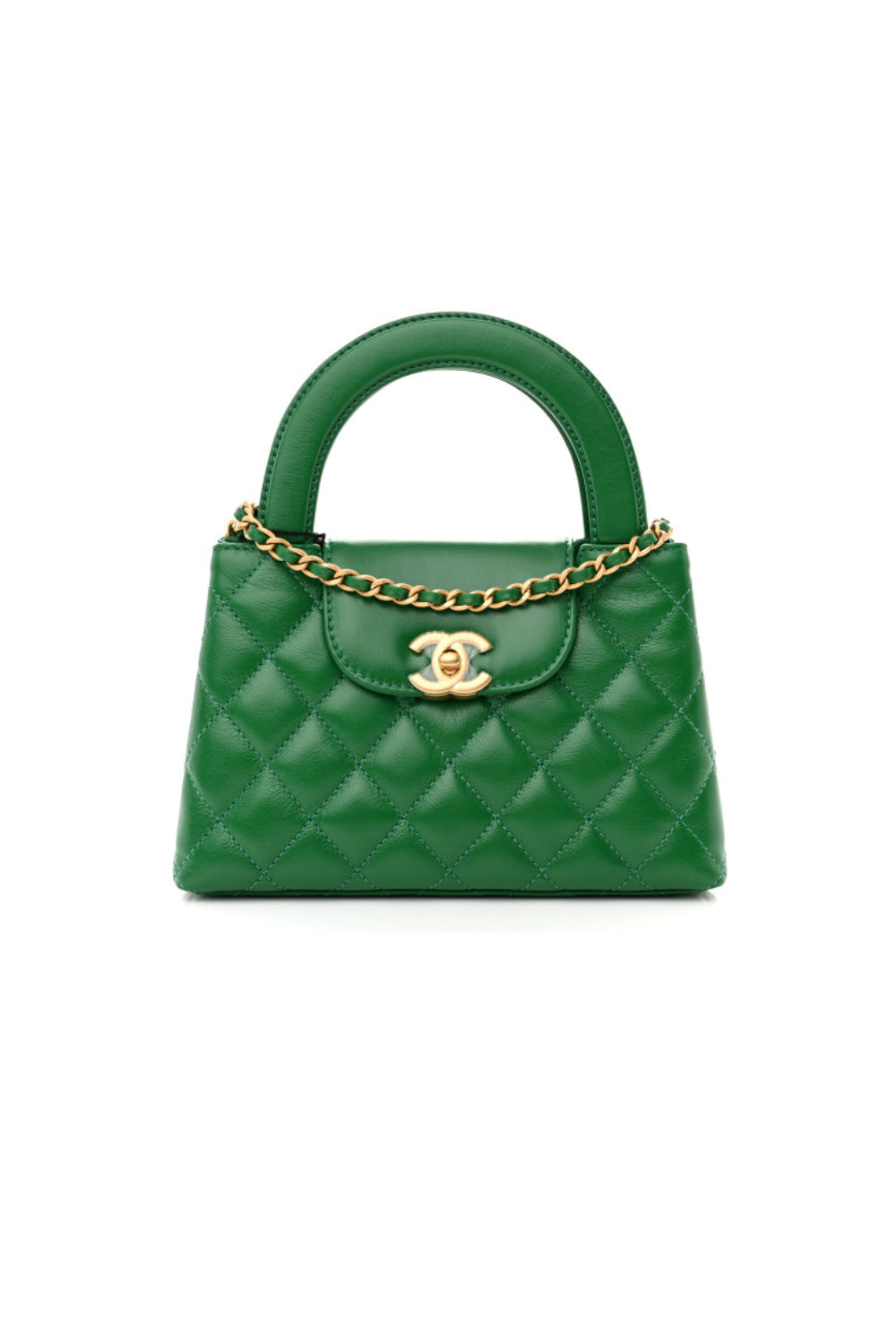 CHANEL green calfskin nano kelly brand new full set