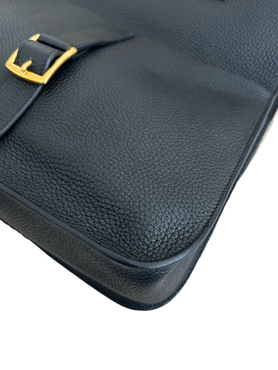 HERMES Alzan 31 Noir Clemence Leather with Gold Hardware