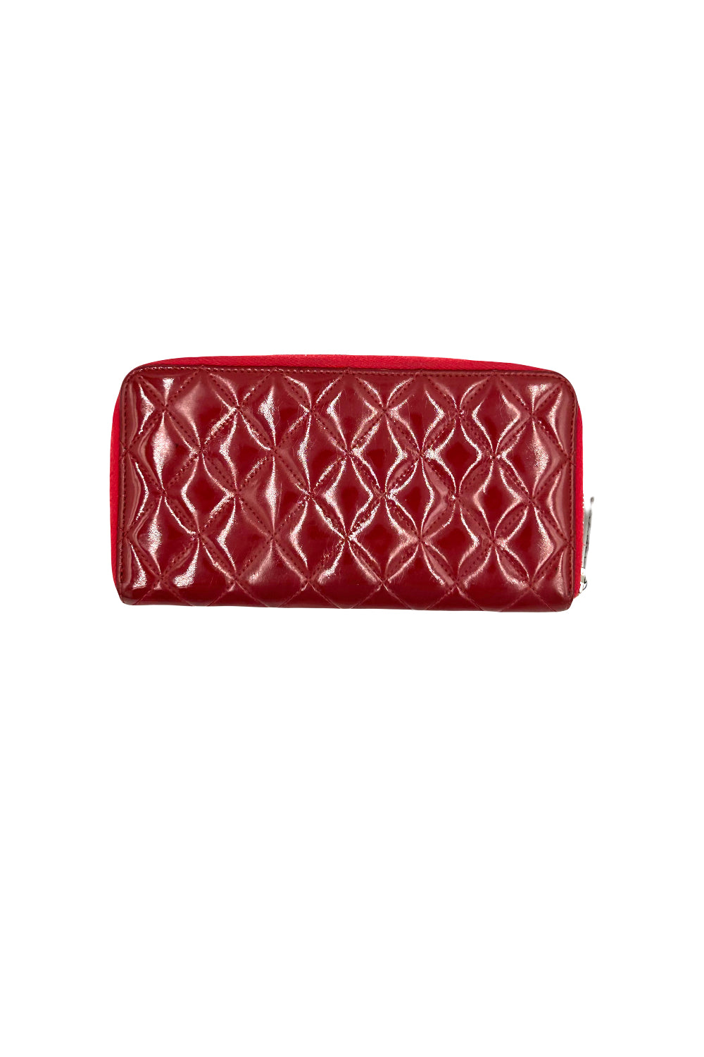 CHANEL patent red zipper wallet