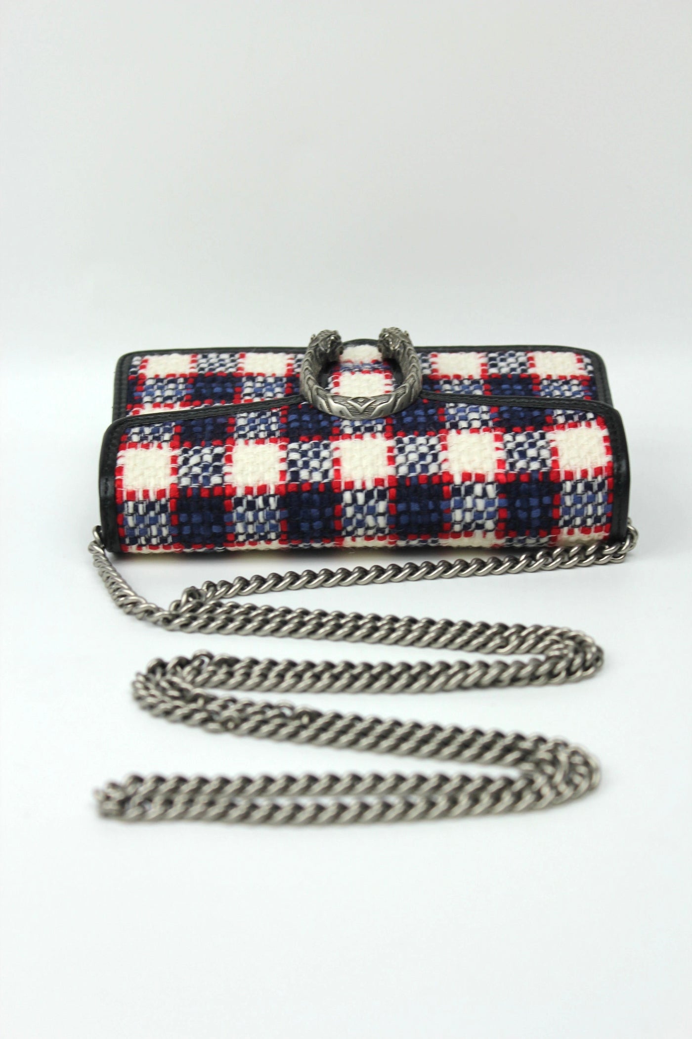 GUCCI Dyonisus extra mini tweed red, white, navy handbag