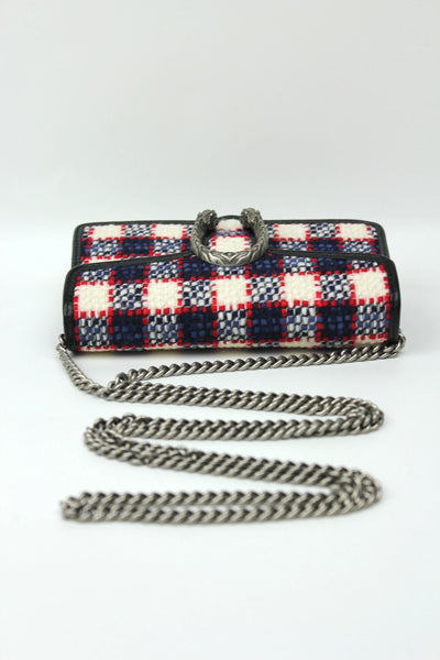 GUCCI Dyonisus extra mini tweed red, white, navy handbag
