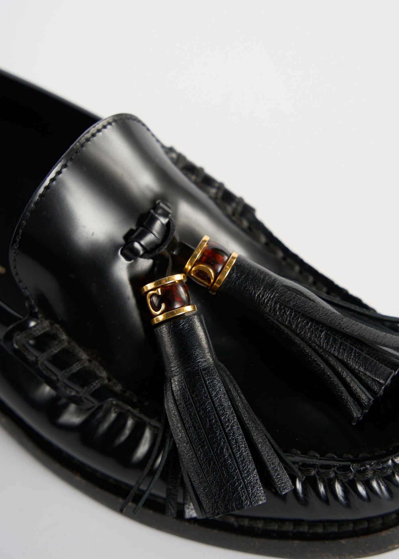 CHRISTIAN DIOR tassel smooth leather loafers