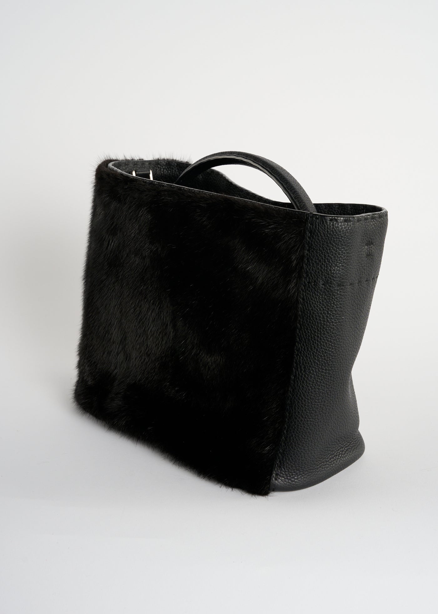 FENDI Selleria mink fur leather handbag