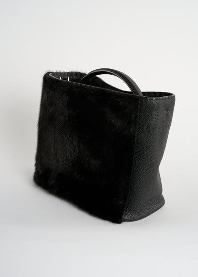 FENDI Selleria mink fur leather handbag