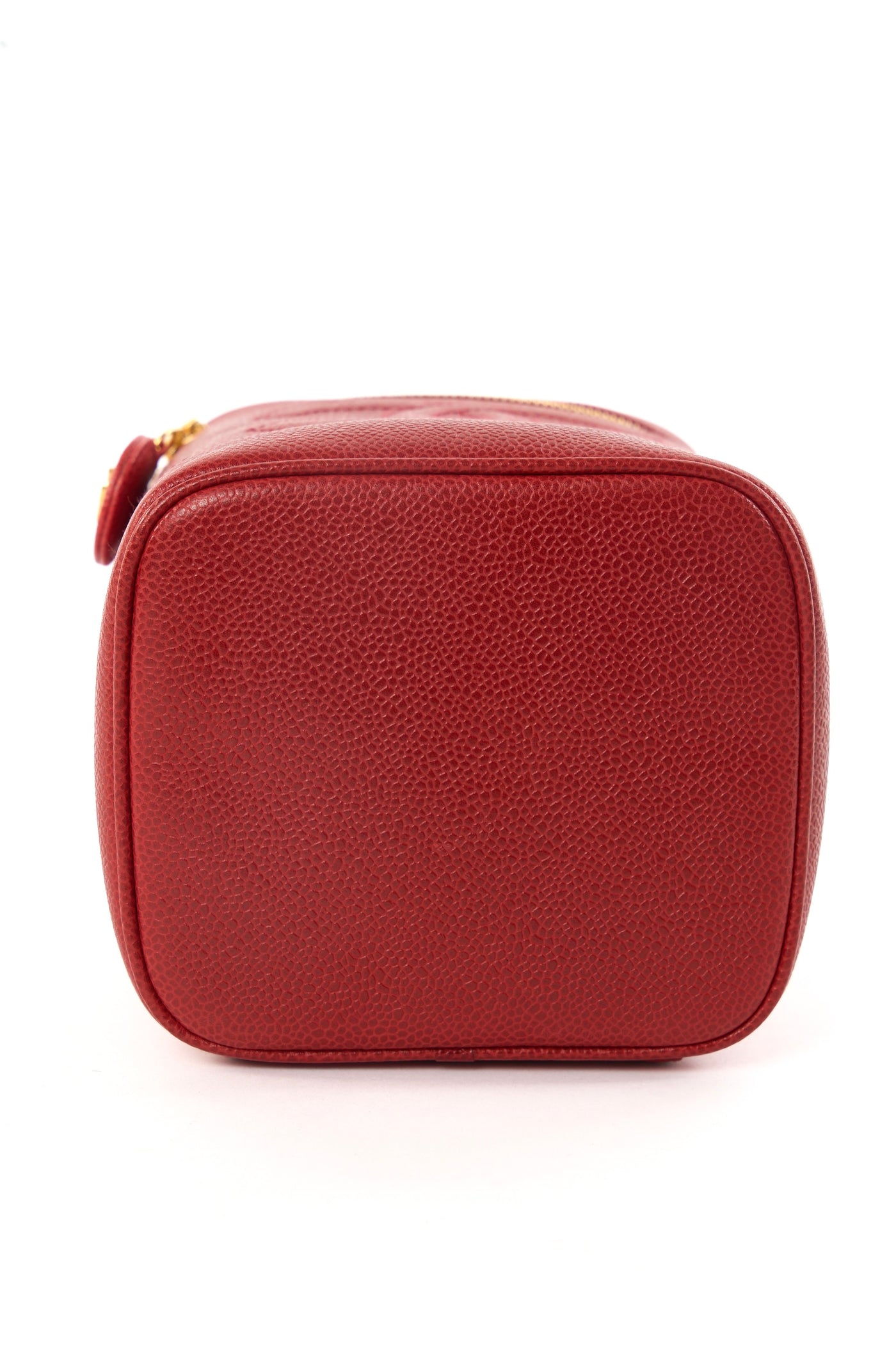 CHANEL vintage red caviar vanity with 24ct gold plated