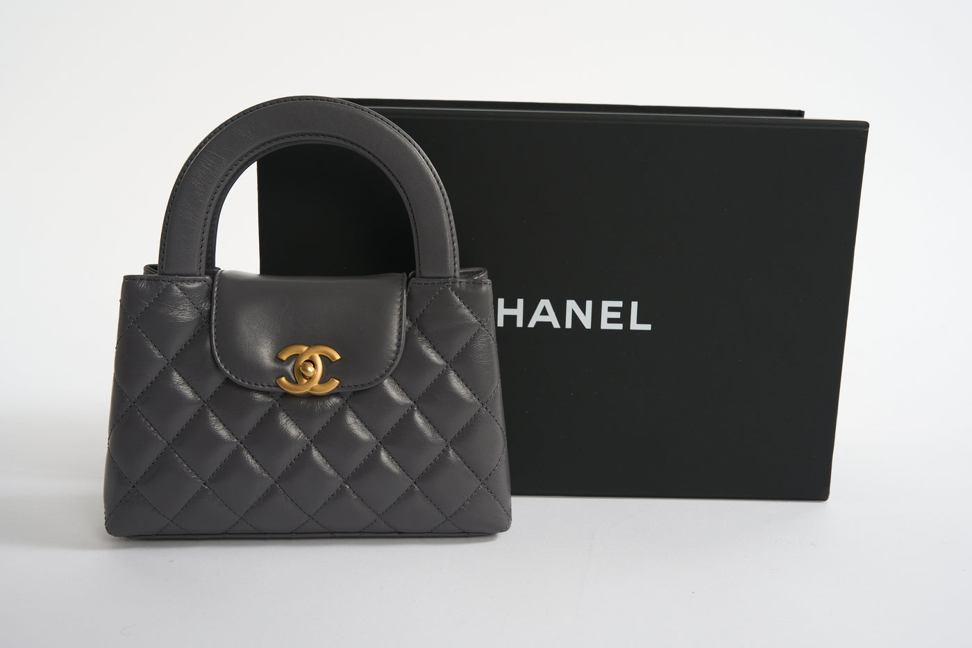 CHANEL grey nano kelly handbag new full set