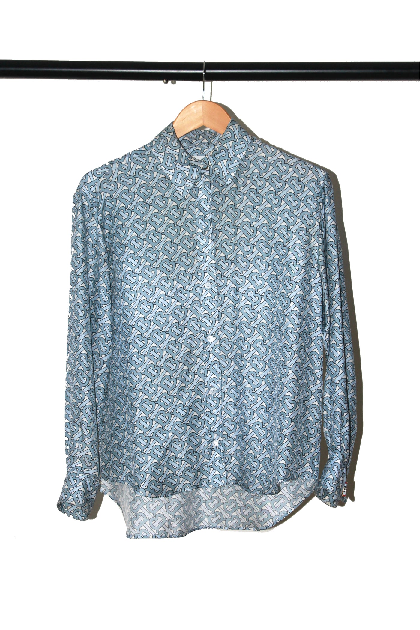 BURBERRY silk blue printed shirt blouse