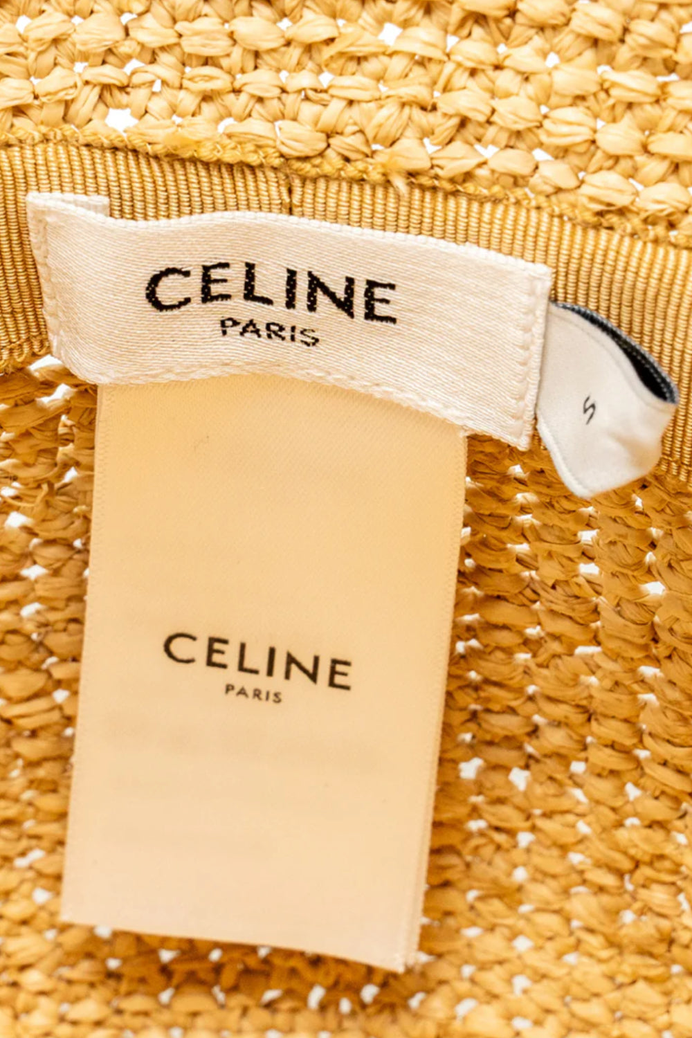 CELINE Triomphe bucket hat raffia never worn current collection £590