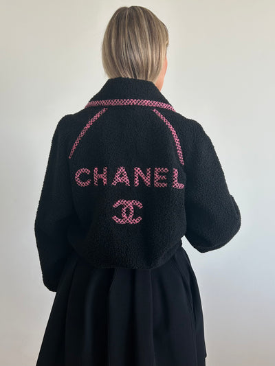 CHANEL COCO NEIGE Shearling Bomber Jacket size 42