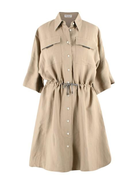 BRUNELLO CUCCINELLI saharienne linen dress size S