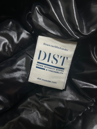 MONCLER Anwar Black Matte Pull Jacket with White Logo Print Hood