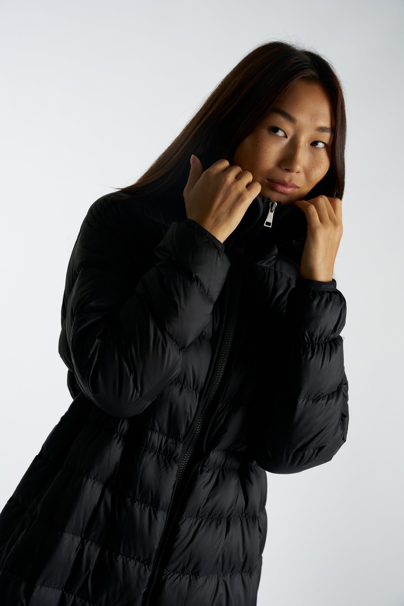 MONCLER black long puffer jacket size 0 oversized