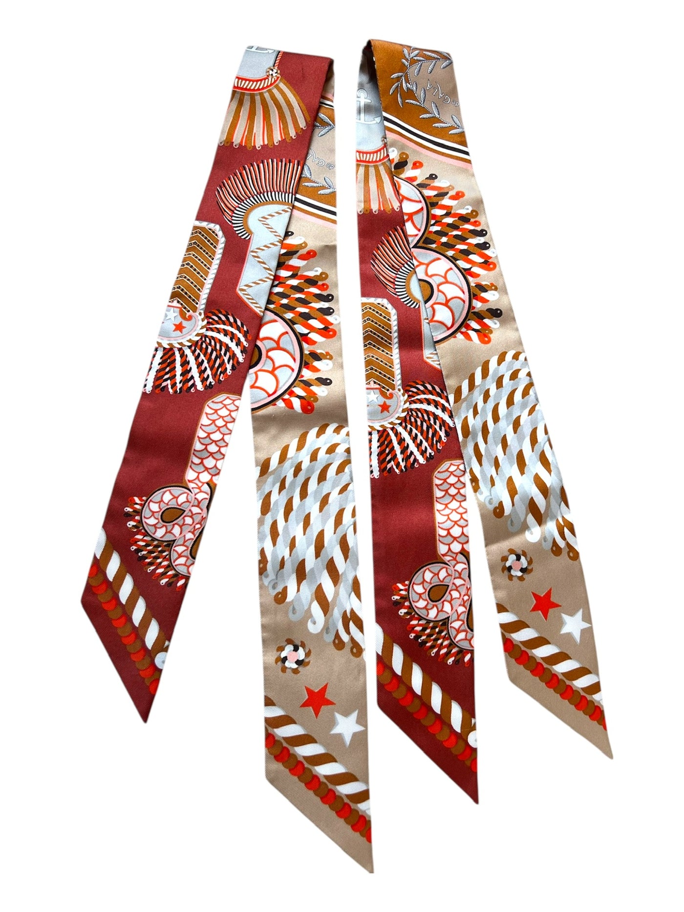 HERMES Epaulette de Gala pair of silk Twilly unworn with box
