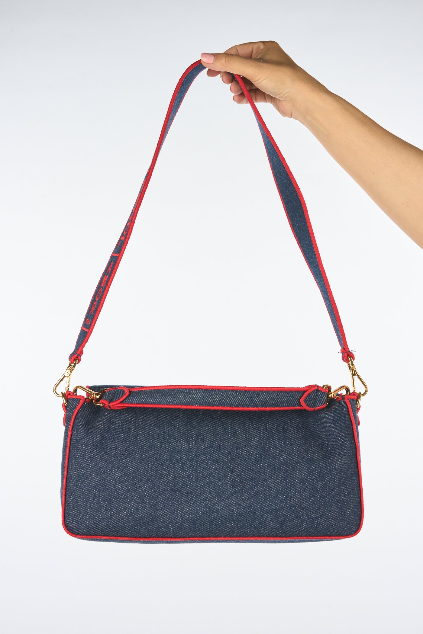 FENDI large baguette denim and red