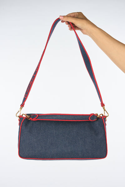 FENDI large baguette denim and red