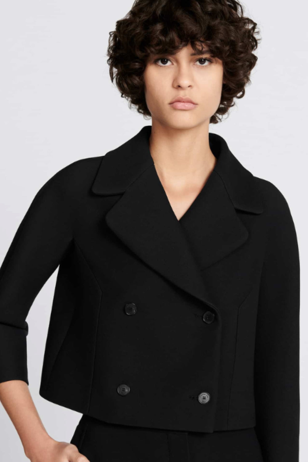 CHRISTIAN DIOR black double breasted cropped jacket