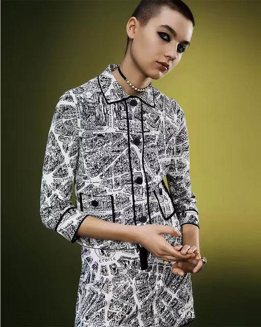 CHRISTIAN DIOR Plan de Paris Cropped Jacket Jacquard Taffeta size 34