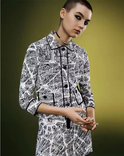 CHRISTIAN DIOR Plan de Paris Cropped Jacket Jacquard Taffeta size 34