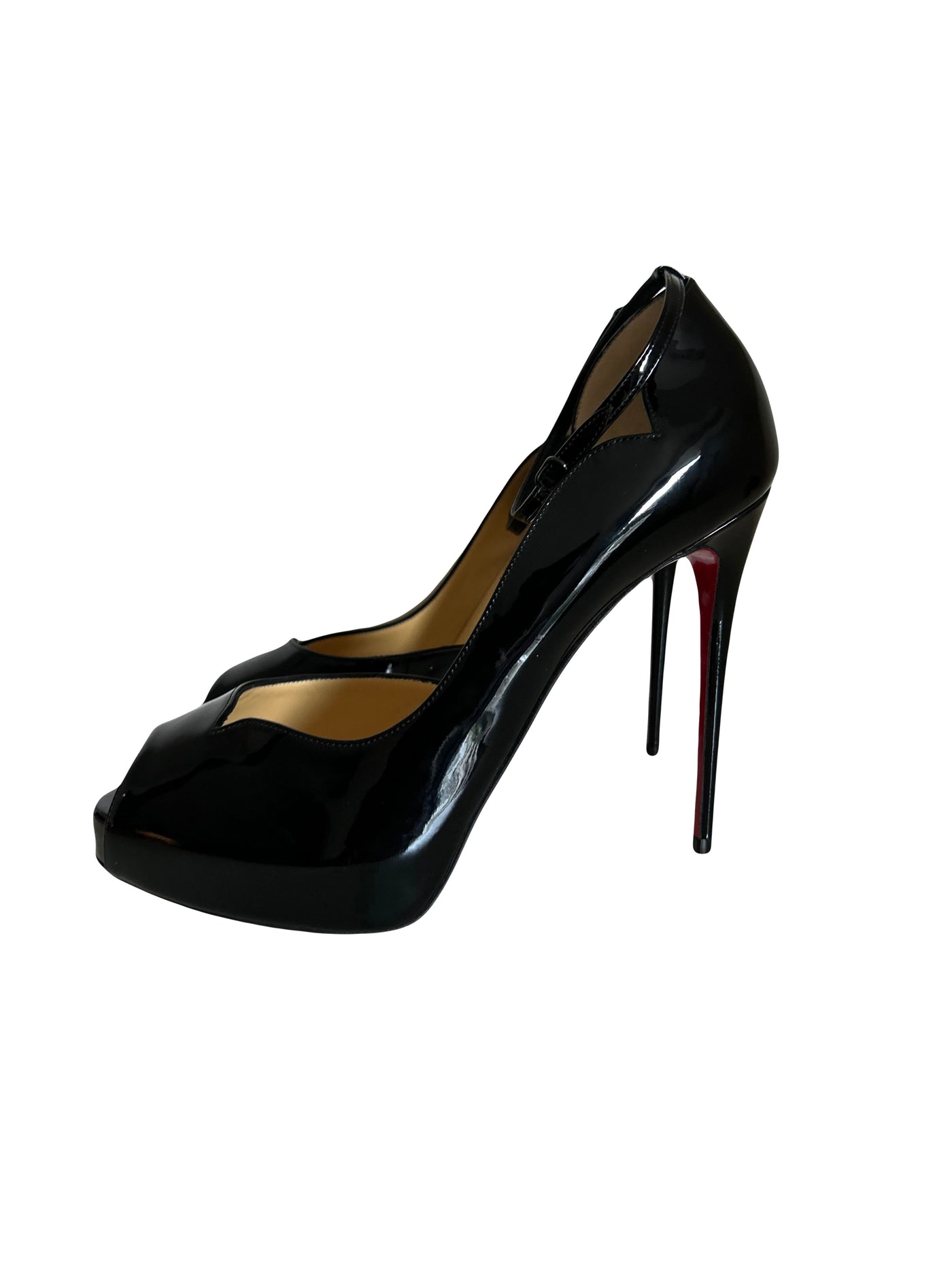 Christian LOUBOUTIN black peep tote heels size 38.5 never worn