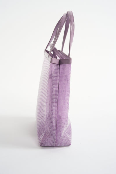 PRADA lavender logo sequined tote bag with leather pouch