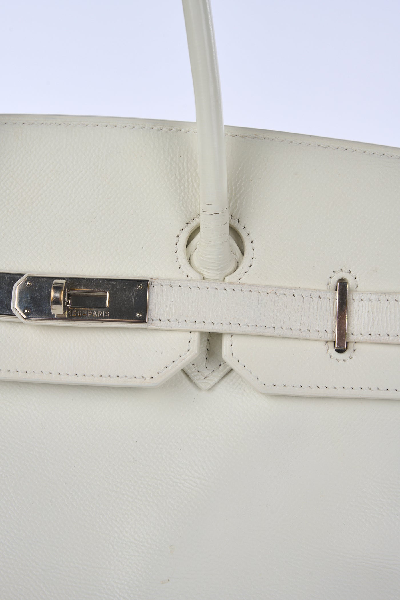 HERMES Birkin 35cm special order white/orange with palladium hardware