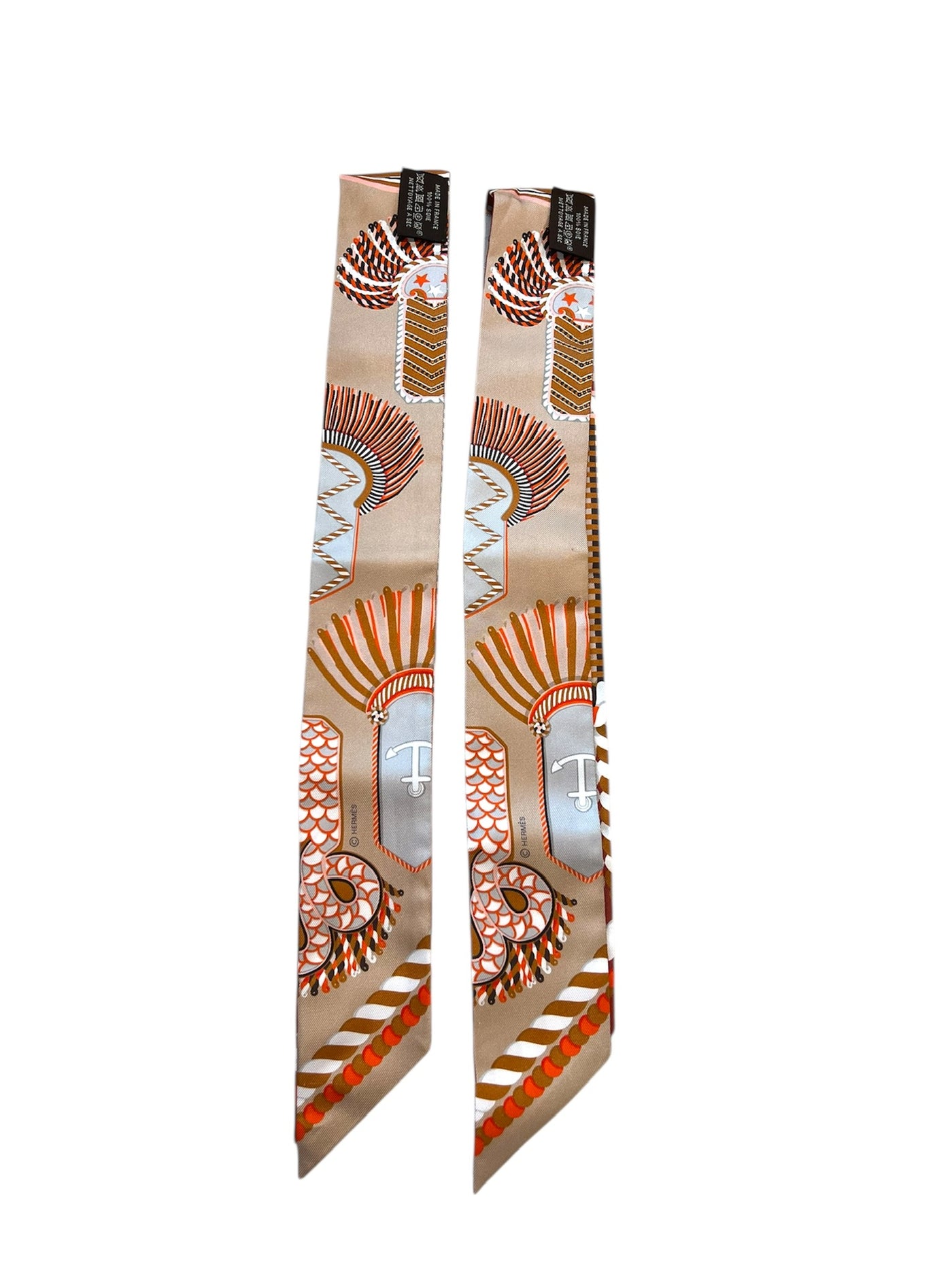 HERMES Epaulette de Gala pair of silk Twilly unworn with box