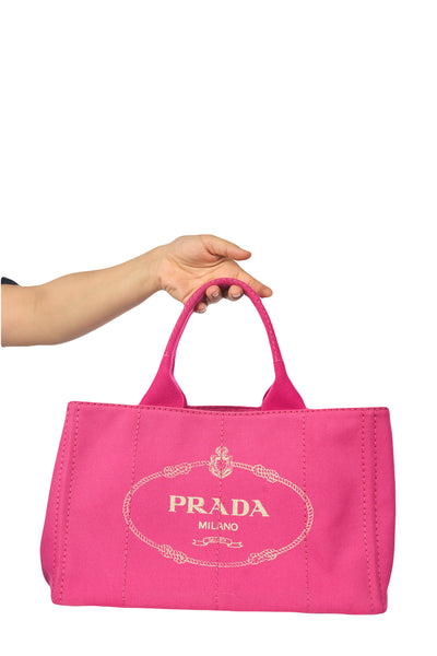 PRADA Pink Canapa Canvas tote Handbag