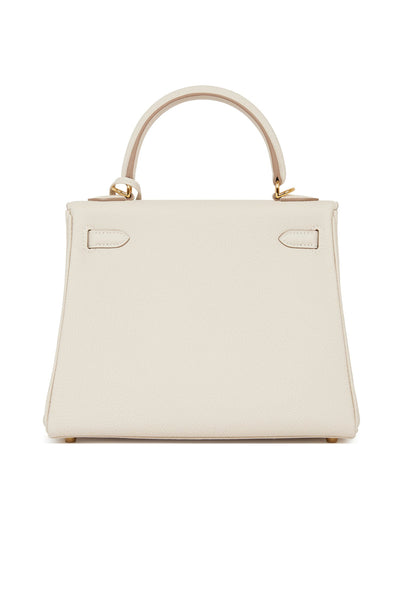 HERMES Kelly 28 Retourne Craie Clemence Leather Gold Hardware Never Worn - FULL SET