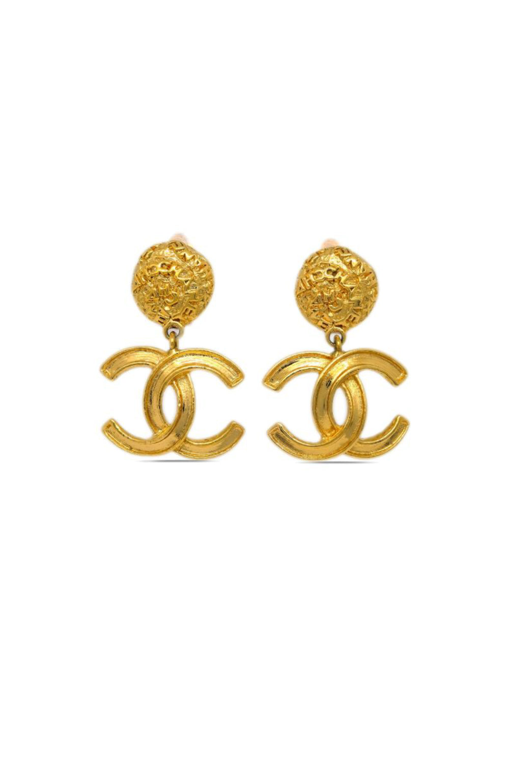 CHANEL vintage 1995 collectible 24 ct gold CC earrings