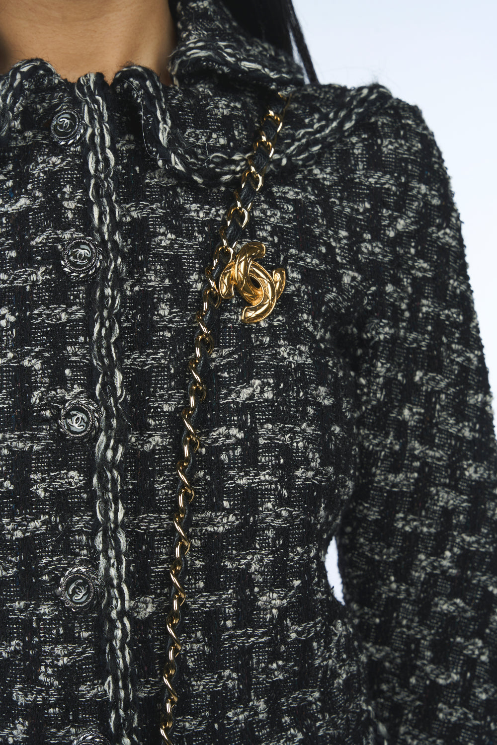 CHANEL black and white tweed jacket size 34