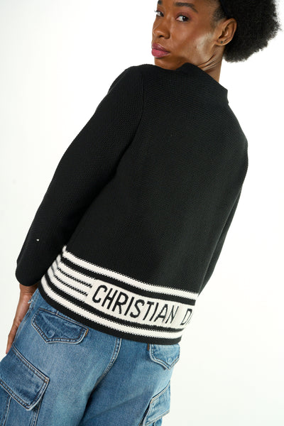 CHRISTIAN DIOR black and white signature cardi jacket