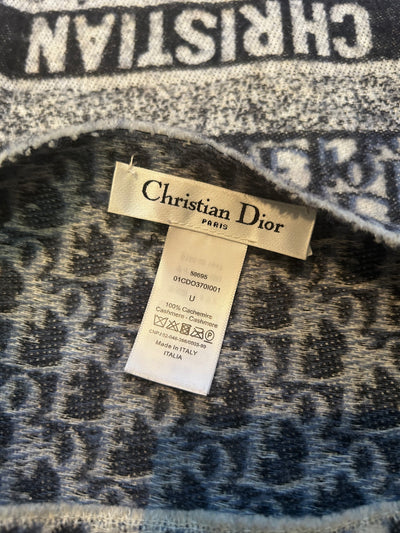 CHRISTIAN DIOR cashmere oblique poncho with fringes