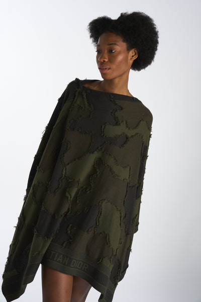 CHRISTIAN DIOR camouflage cashmere poncho